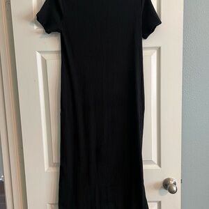 Black Ribbed Maternity Dress